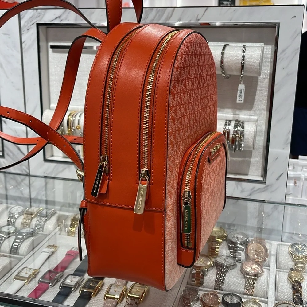 Michael Kors Jaycee Medium Ombré Signature Logo Backpack Red Clay NWT
